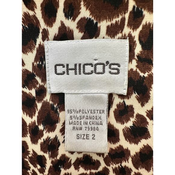 CHICO’S | Leopard Print Knit Beaded Scoop Neck  3/4 Sleeve Top | Size 2 Large - Picture 6 of 7